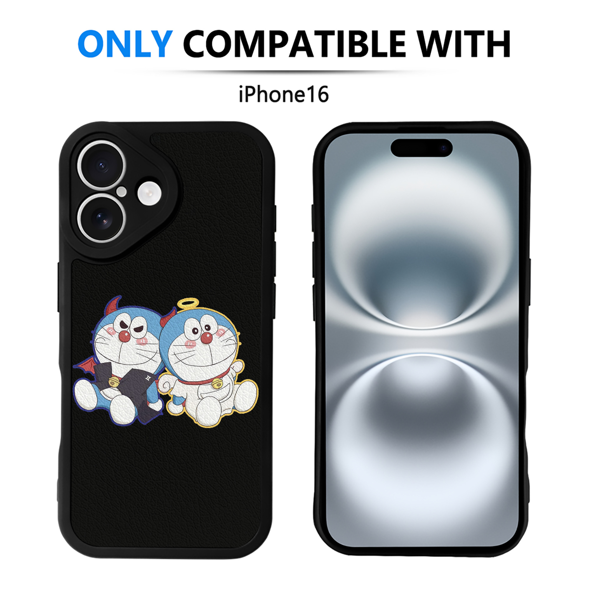 （画像用） ドラえもん Doraemon 【iPhone 16シリーズ対応】シリコンスマホケース（レザー調） 材質：シリコン